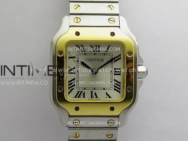 Santos de Cartier 27mm SS/YG 8848F 1:1 Best Edition Silver Dial On SS/YG SmartLinks Bracelet Ronda Quartz