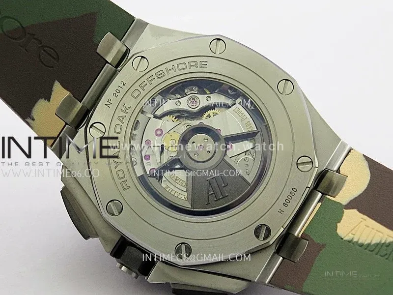 Royal Oak Offshore 44mm SS JF 1:1 Best Edition Cream Dial On Green Camo Rubber Strap A3126