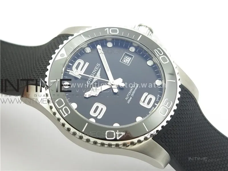 Conquest L3.840.4.56.6 Real Ceramic Bezel SS AF 1:1 Best Edition Black dial On Rubber Strap A2824