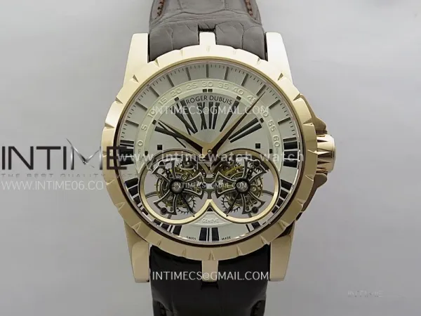 Excalibur Rddbex0250 RG YSF Best Edition White Dial on Black Leather Strap Asian RD100 Double Tourbillon