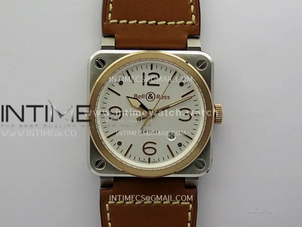 BR03A 41mm SS/RG B12 Best Edition White Dial on Brown Leather Strap MIYOTA 9015