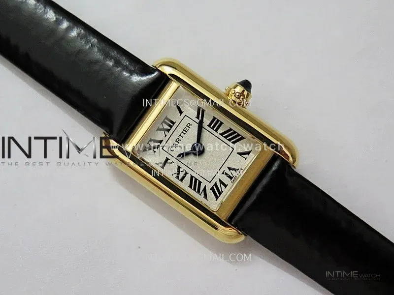 Tank Must Mini 16.5mm YG 8848F 1:1 Best Edition White Dial On Black Leather Strap Ronda Quartz