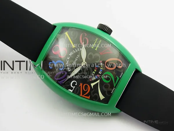 Crazy Hours Real Jumping Hour Green PVD ABF Black Dial Color Marker On Black Rubber Strap A23J