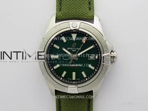 Avenger Chronometer 42mm SS BLSF 1:1 Best Edition Green Dial On Green Nylon Strap A2824