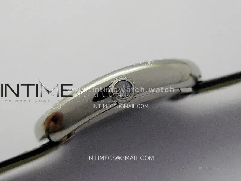 Baignoire Watch Diamond Bezel SS AF 1:1 Best Edition White textured Dial On Black Croco Strap RONDA Quartz
