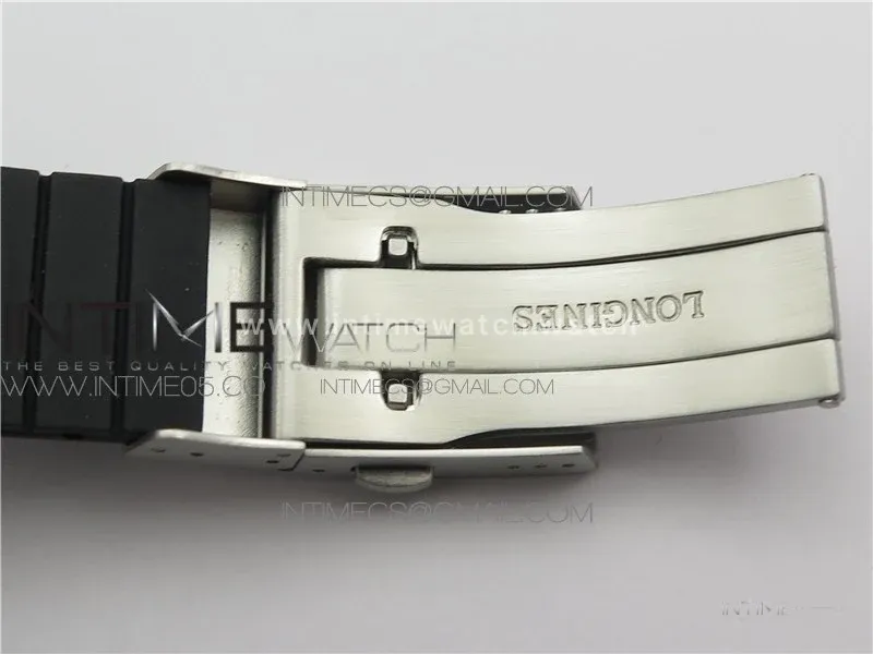 Conquest L3.840.4.56.6 Real Ceramic Bezel SS AF 1:1 Best Edition Black dial On Rubber Strap A2824