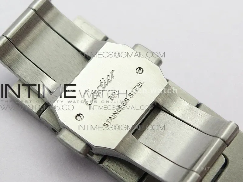 Santos de Cartier 40mm 2018 Diamonds Bezel RXW 1:1 Best Edition White Dial on SS SmartLinks Bracelet MIYOTA 9015