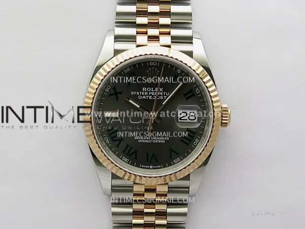 DateJust 126233 36mm 904L SS/RG ONE Factory 1:1 Best Edition Gray Dial Roman Marker On Jubilee Bracelet DD3235