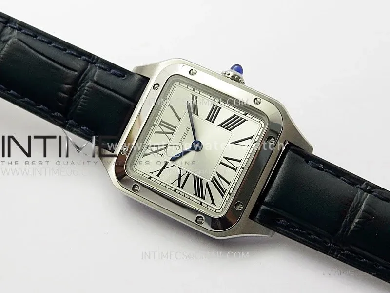 Santos Dumont 38mm SS F1F Best Edition Silver Dial on Blue Leather Strap Quartz