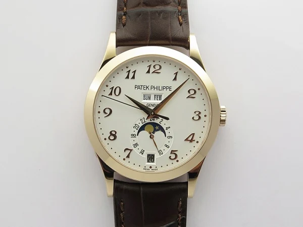 Annual Calendar Complications 5396 RG GRF Best Edition White dial Numbers Markers Blue Markers on Brown leather strap A324