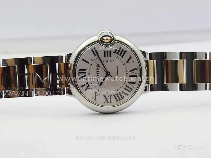 Ballon Bleu 33mm SS/RG 3KF 1:1 Best Edition White MOP Dial on SS Bracelet A076
