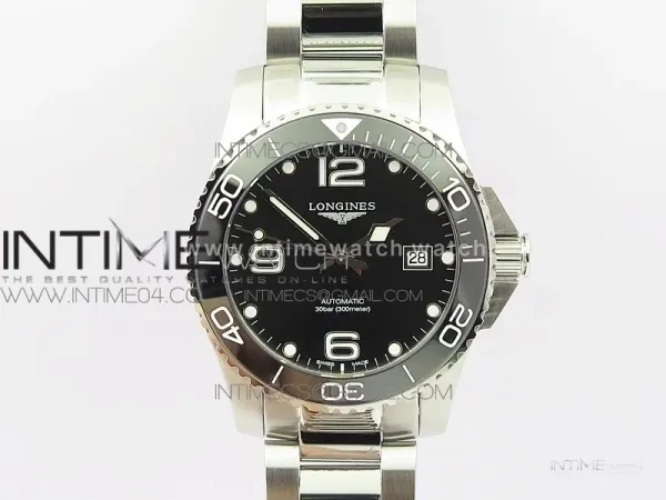 Conquest L3.840.4.56.6 Real Ceramic Bezel SS AF 1:1 Best Edition Black dial On SS Bracelet A2824
