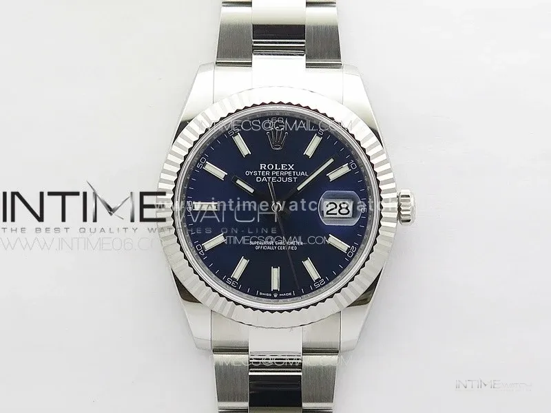 DateJust 41 126334 NTF 1:1 Best Edition 904L Steel Blue Stick Dial on Oyster Bracelet VR3235