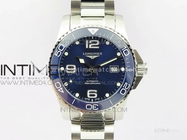 Conquest L3.840.4.56.6 Real Ceramic Bezel SS AF 1:1 Best Edition Blue dial On SS Bracelet A2824