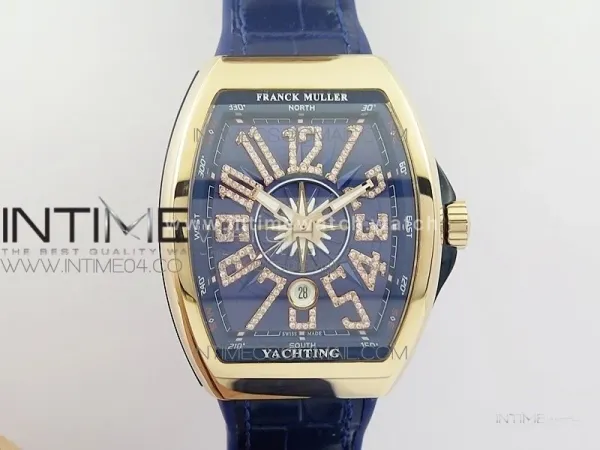 Vanguard V45 RG ABF Best Edition Blue Dial Diamonds Markers on Blue Gummy Strap A2813