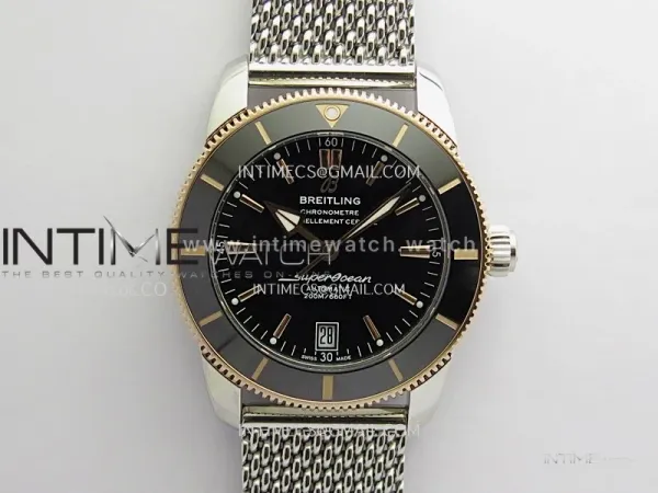 SuperOcean 42mm AB2010 SS/RG GF 1:1 Best Edition Black Dial Black Ceramic Bezel On SS Bracelet A2824