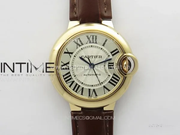 Ballon Bleu 33mm RG 3KF 1:1 Best Edition White Textured Dial on Brown Leather Strap A076