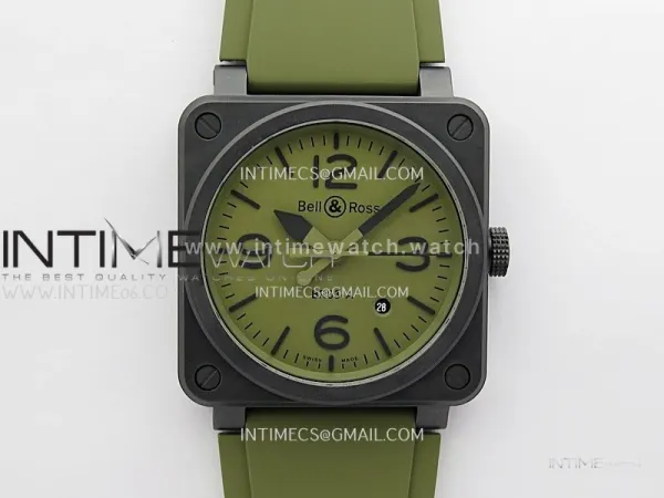 BR03A 41mm Real Ceramic 1:1 Best Edition Green Dial On Green Rubber Strap MIYOTA 9015