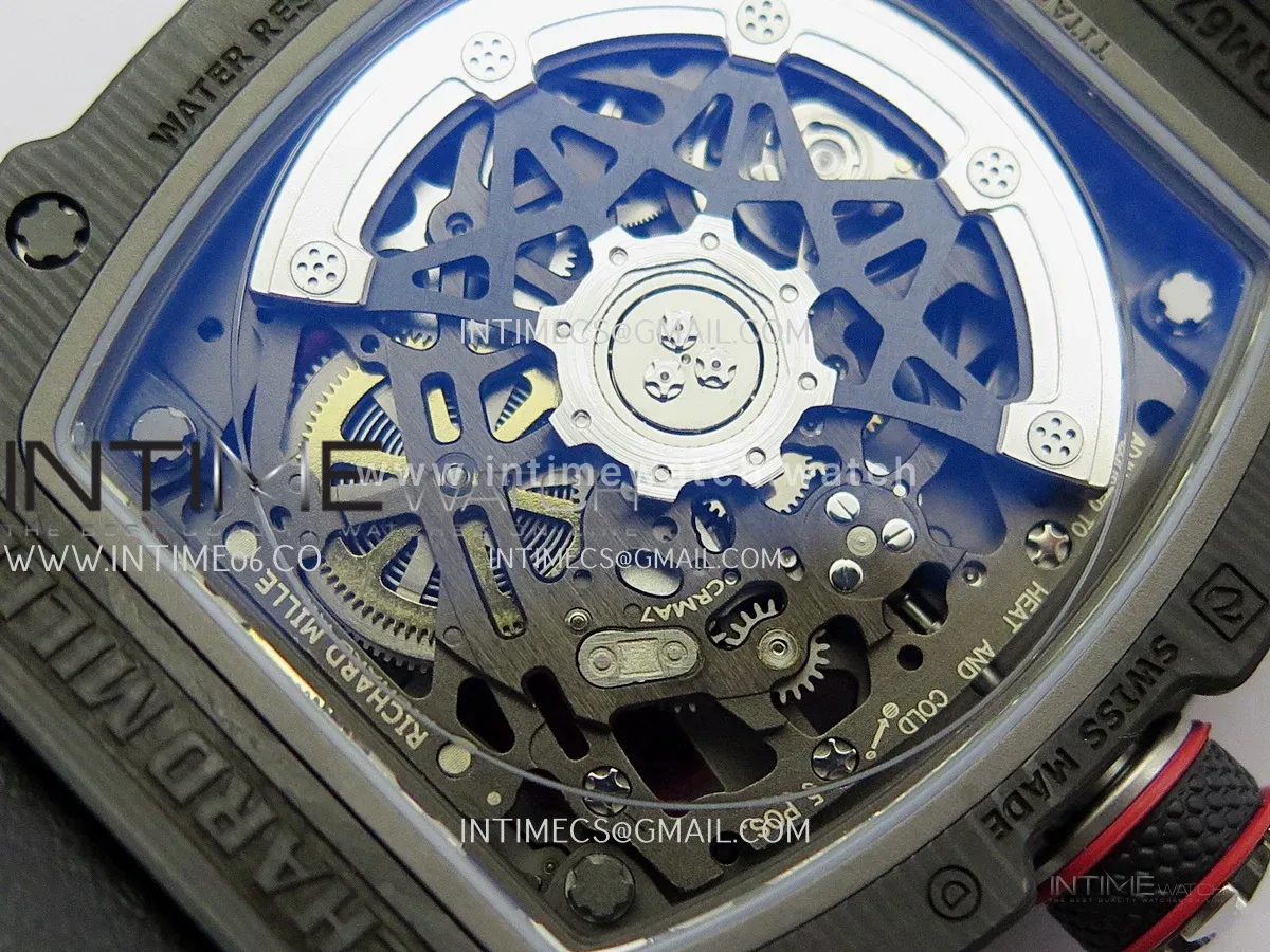RM67-02 Italy Black NTPT Umi Office 1:1 Beat Edition Green/White/Black Skeleton Dial On Red Nylon Strap Super Clone CRMA7 V3