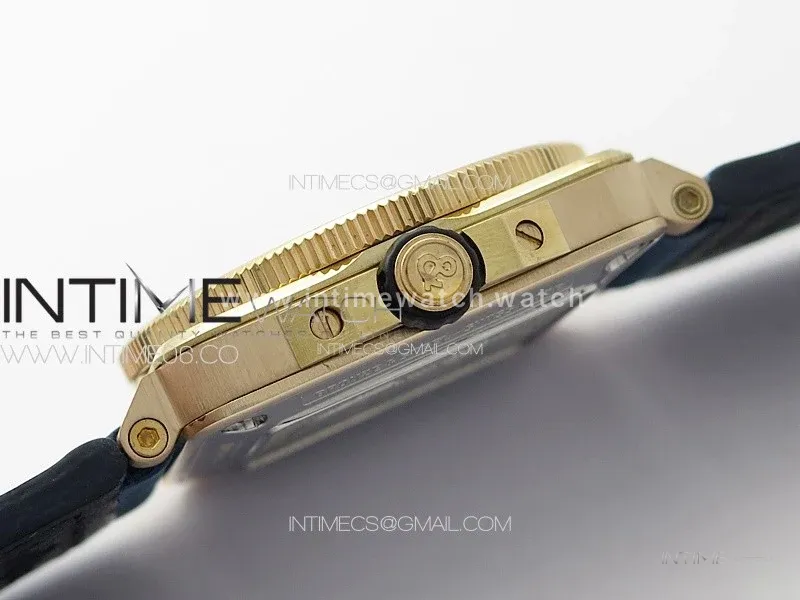 BR 03-92 Diver Ceramic Bezel Bronze B12 1:1 Best Edition Blue Dial on Blue Leather Strap A2824 (Free Rubber Strap)