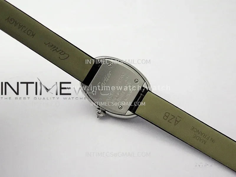 Baignoire Watch Diamond Bezel SS AF 1:1 Best Edition White textured Dial On Black Croco Strap RONDA Quartz