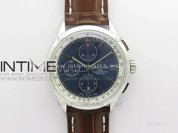 Premier B01 Chronograph 42 Blue Dial on Leather Strap Ref. A13315351C1X2