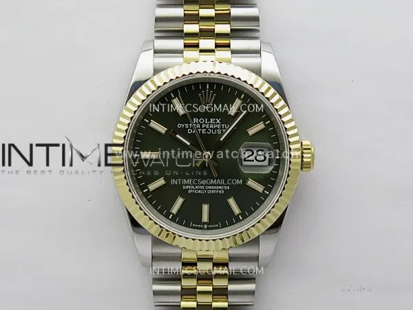 DateJust 126233 904L SS/YG JDF 1:1 Best Edition Green Dial Stick Markers on Jubilee SS/YG Bracelet