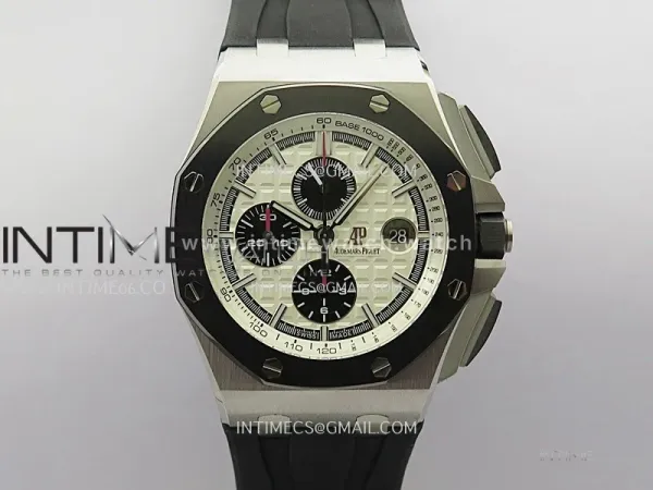 Royal Oak Offshore 44mm SS TKF 1:1 Best Edition White Dial on Black Rubber Strap A3126