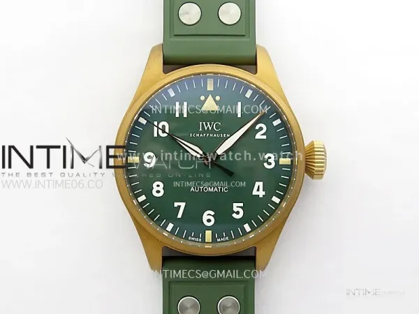 Big Pilot IW329702 Bronze M+F 1:1 Best Edition Green Dial on Green Rubber Strap SEIKO 8N-24