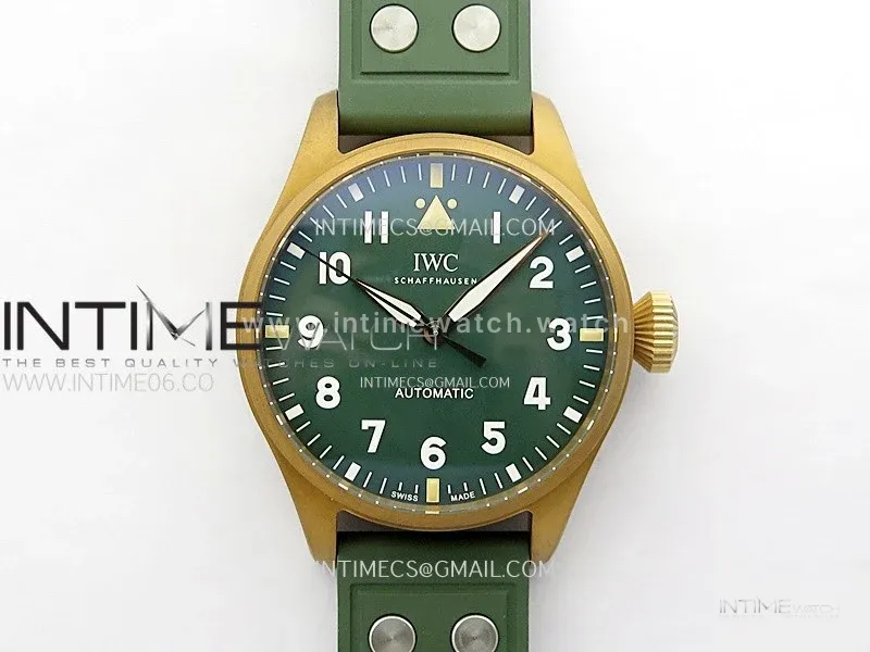 Big Pilot IW329702 Bronze M+F 1:1 Best Edition Green Dial on Green Rubber Strap SEIKO 8N-24