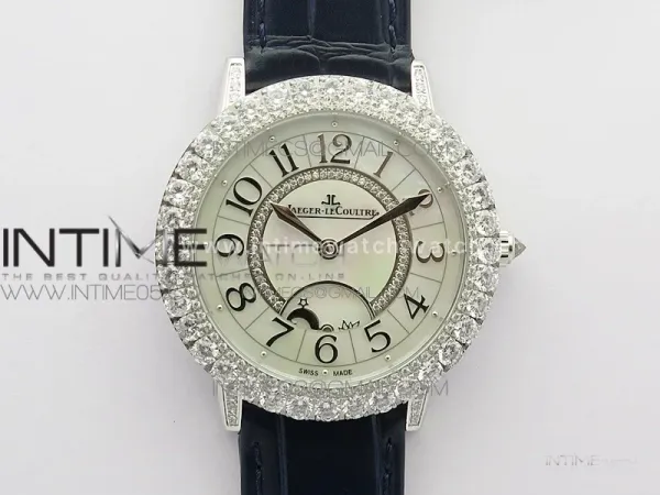 Rendez-Vous Night & Day SS Diamonds Bezel ZF 1:1 Best Edition White MOP Dial on Black Leather Strap A898