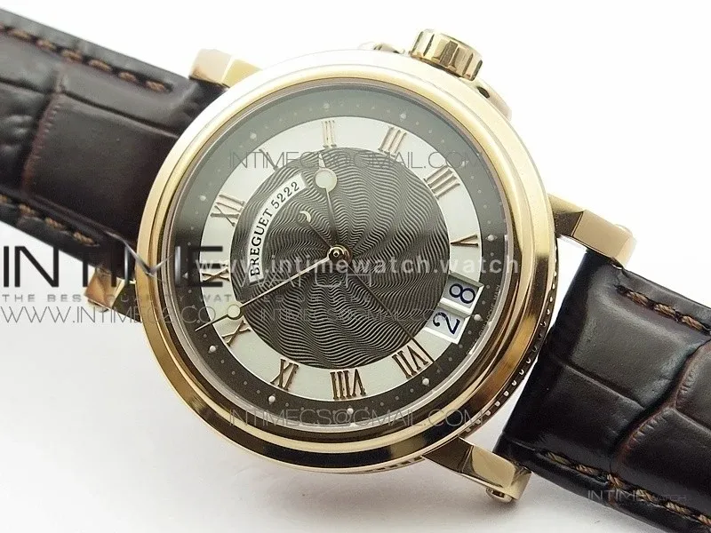 Marine 5222 RG HGF 1:1 Best Edition White Dial On black Leather Strap Asian Cal.517GG(Free rubber strap)