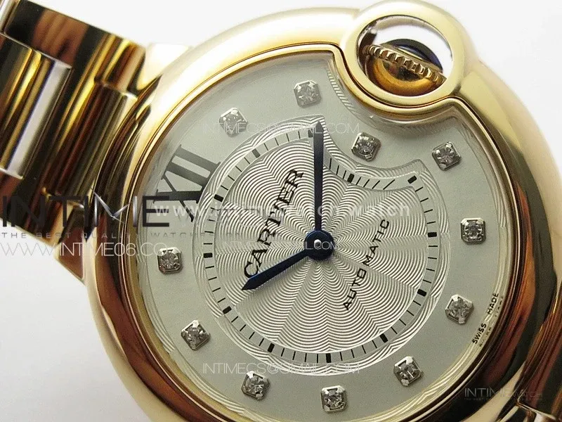 Ballon Bleu 33mm RG 3KF 1:1 Best Edition White Textured Dia Markers Dial on SS Bracelet A076