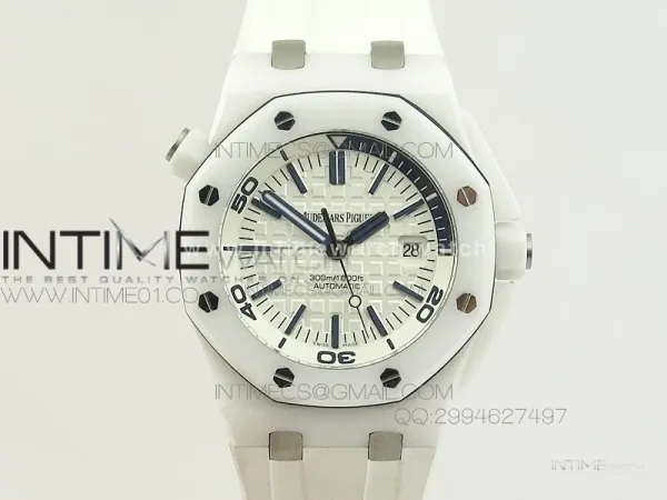 Royal Oak Offshore Diver White Ceramic BP on White Rubber Strap A3120