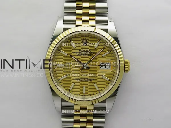 DateJust 126233 36mm 904L SS/YG ONE Factory 1:1 Best Edition Gold Fluted Dial Stick Marker On Jubilee Bracelet DD3235