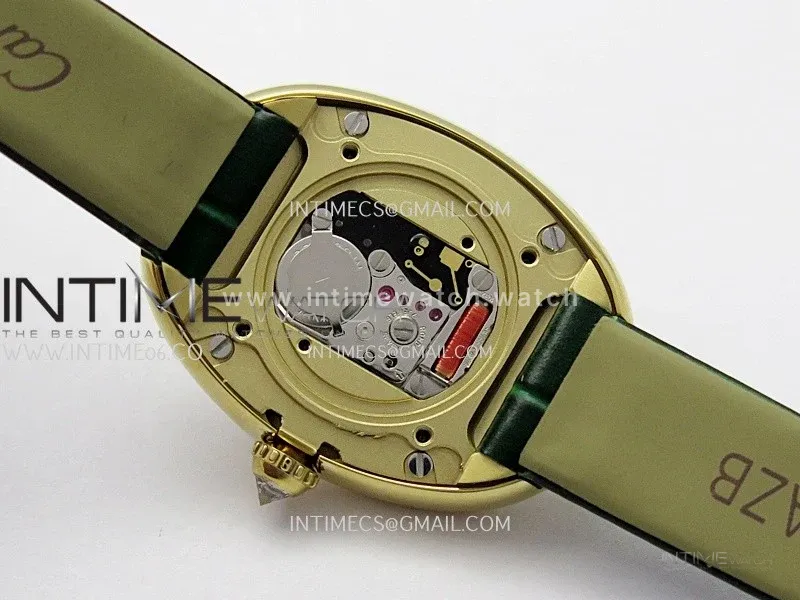 Baignoire Watch Diamond Bezel YG AF 1:1 Best Edition Silver Dial On Green Leather Strap RONDA Quartz
