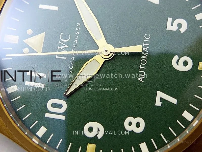 Big Pilot IW329702 Bronze M+F 1:1 Best Edition Green Dial On Brown Leather Strap SEIKO 8N-24