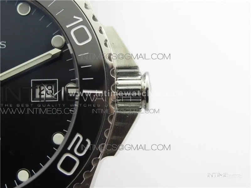 Conquest L3.840.4.56.6 Real Ceramic Bezel SS AF 1:1 Best Edition Black dial On Rubber Strap A2824