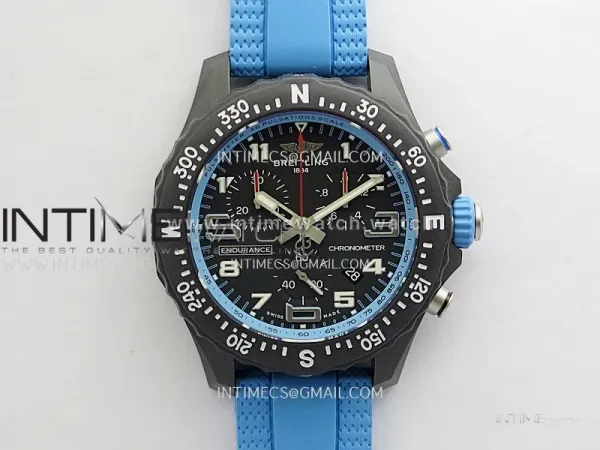 Professional Quartz Chrono Blue Inner Bezel 1:1 Best Edition Black Dial On Blue Rubber Strap Swiss Ronda