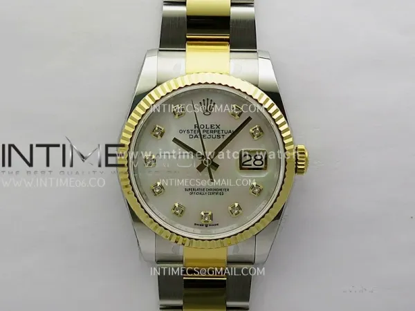 DateJust 126233 36mm 904L SS/YG ONE Factory 1:1 Best Edition White MOP Dial Diamond Marker On Oyster Bracelet DD3235