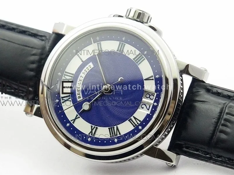 Marine 5222 SS HGF 1:1 Best Edition Blue Dial On black Leather Strap Asian Cal.517GG(Free rubber strap)