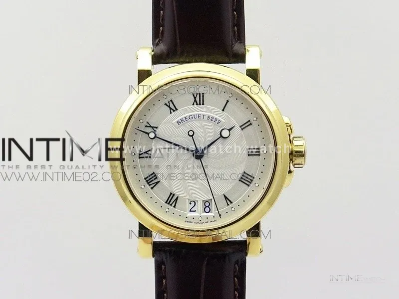 Marine 5222 YG HGF 1:1 Best Edition White Dial On black Leather Strap Asian Cal.517GG(Free rubber strap)