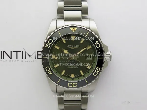Hydroconquest L3.790.4 43mm SS Green Ceramic Bezel ETC 1:1 Best Edition Green Dial on SS Bracelet A2836