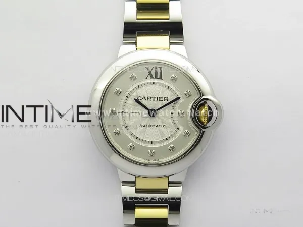 Ballon Bleu 33mm SS/YG 3KF 1:1 Best Edition White Textured Dia Markers Dial on SS Bracelet A076