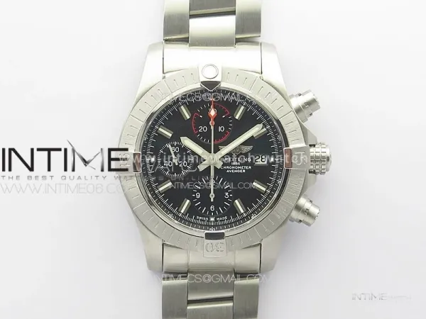 Avenger Chrono SS Red Second hand B50 Black Dial on SS Bracelet A7750
