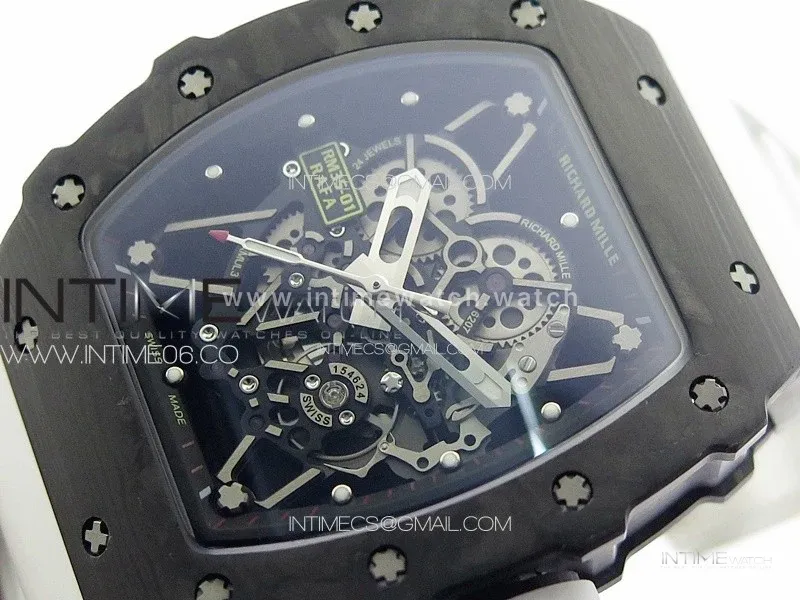 RM035-01 Forged Carbon Case KUF Best Edition White Crown on White Rubber Strap MIYOTA8215