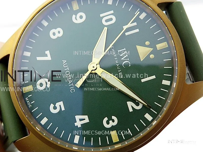 Big Pilot IW329702 Bronze M+F 1:1 Best Edition Green Dial on Green Rubber Strap SEIKO 8N-24