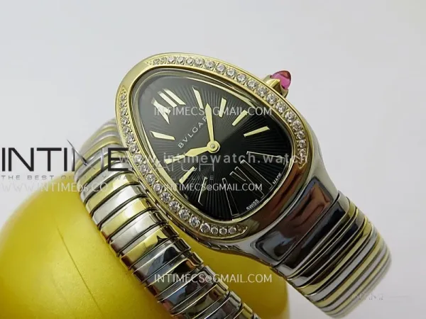 Serpenti 35mm Diamond Bezel SS/YG BVF 1:1 Best Edition Black Dial on SS/YG Bracelet Ronda Quartz