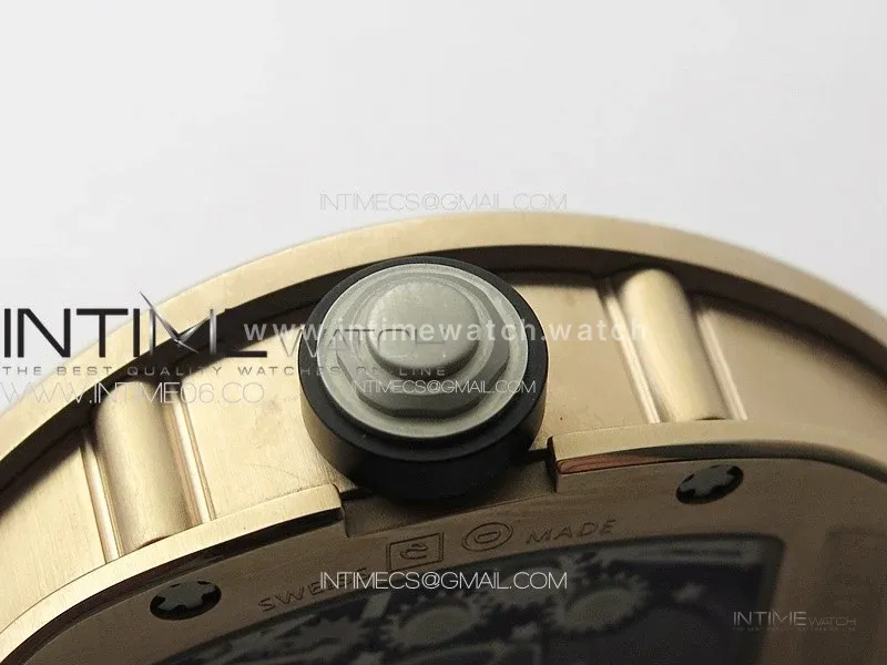 RM001 Real PR RG YSF Skeleton Dial on black Rubber Strap Asian Tourbillon