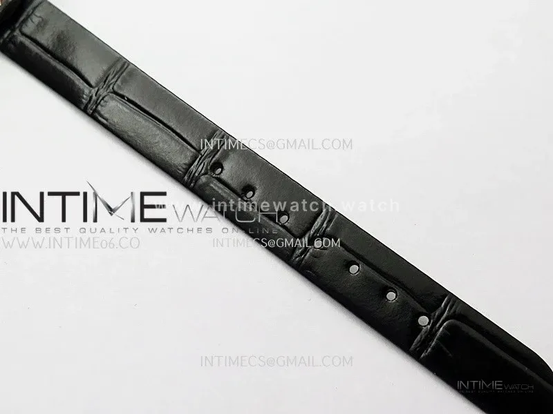 Baignoire Watch Diamond Bezel SS AF 1:1 Best Edition White textured Dial On Black Croco Strap RONDA Quartz